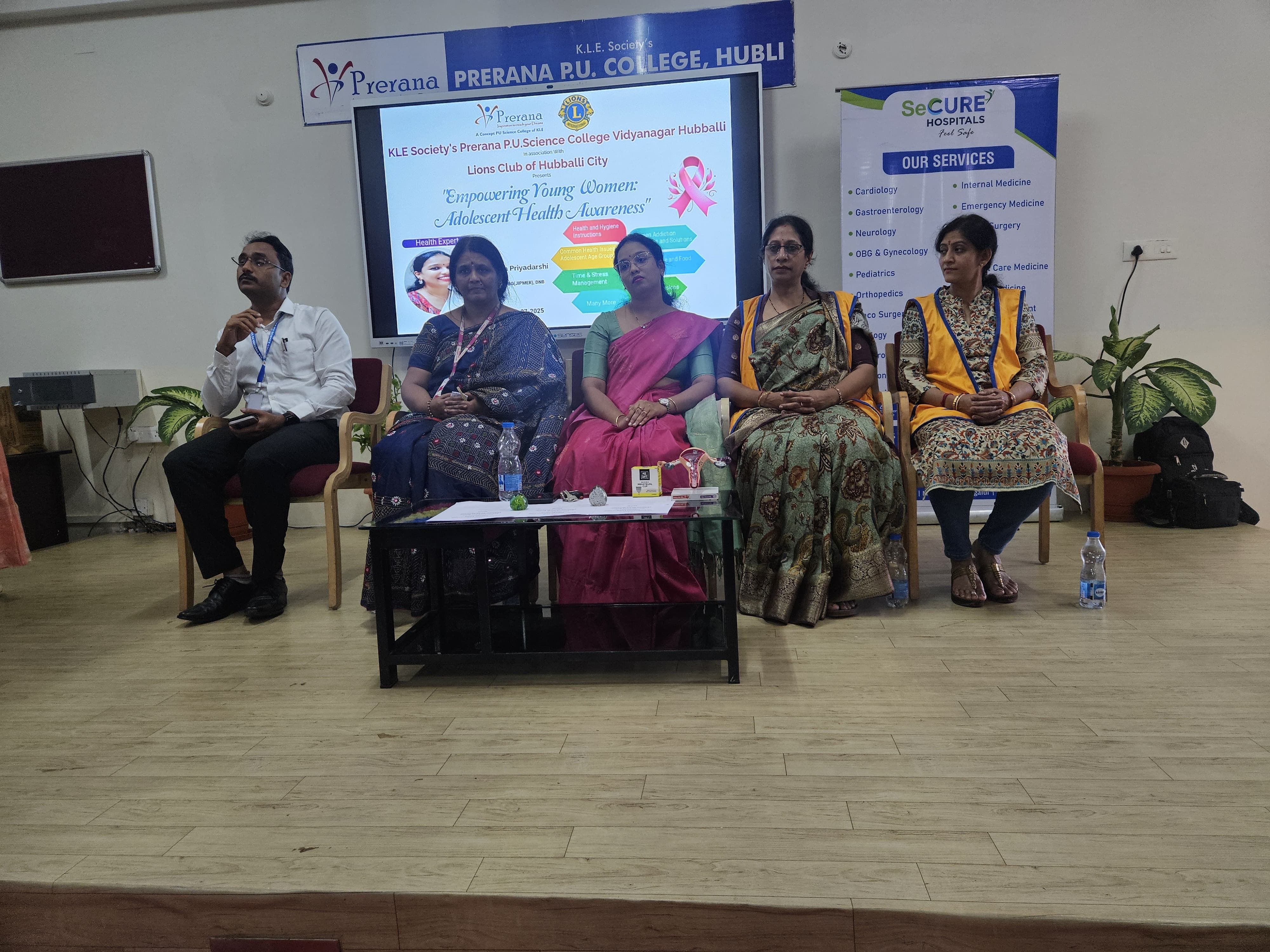 Educational session titled "Empowering Young Women: Adolescent Health Awareness" for the girl students of Prerana P.U. College.