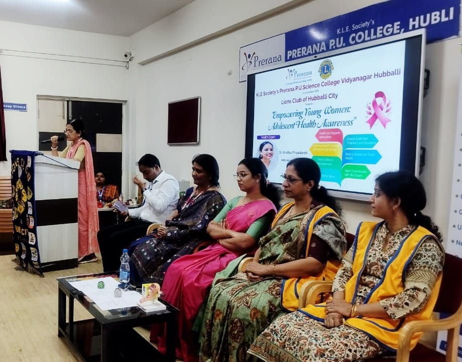 Educational session titled "Empowering Young Women: Adolescent Health Awareness" for the girl students of Prerana P.U. College.