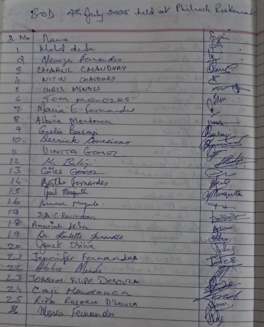 attendance register