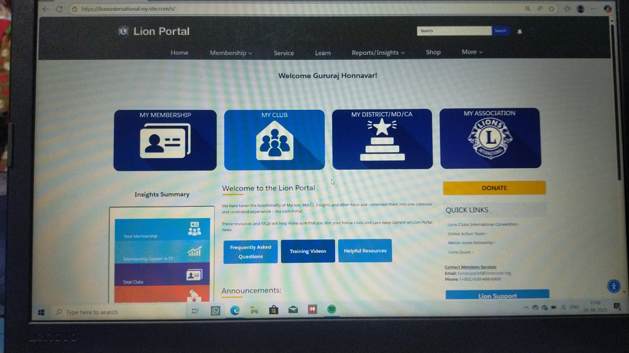 REPORTED IN LIONS PORTAL