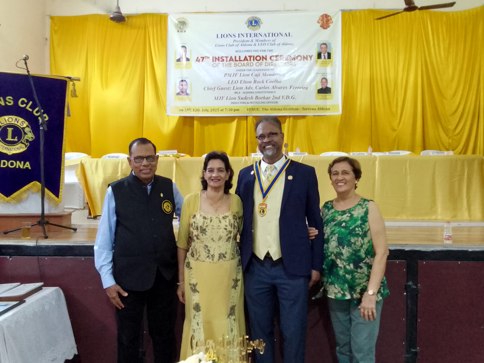 Mapusa Elite Chartered member MJF Lion Anthony lobo along with his wife Attended the  47th installation of BOD of Lion Club of Aldona on 12/7/2025