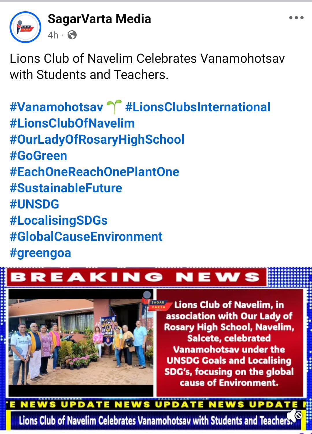 Lions Branding Of UNSDG Goals on Electronic and Print Media with Localising UNSDG Goals to People of Goa