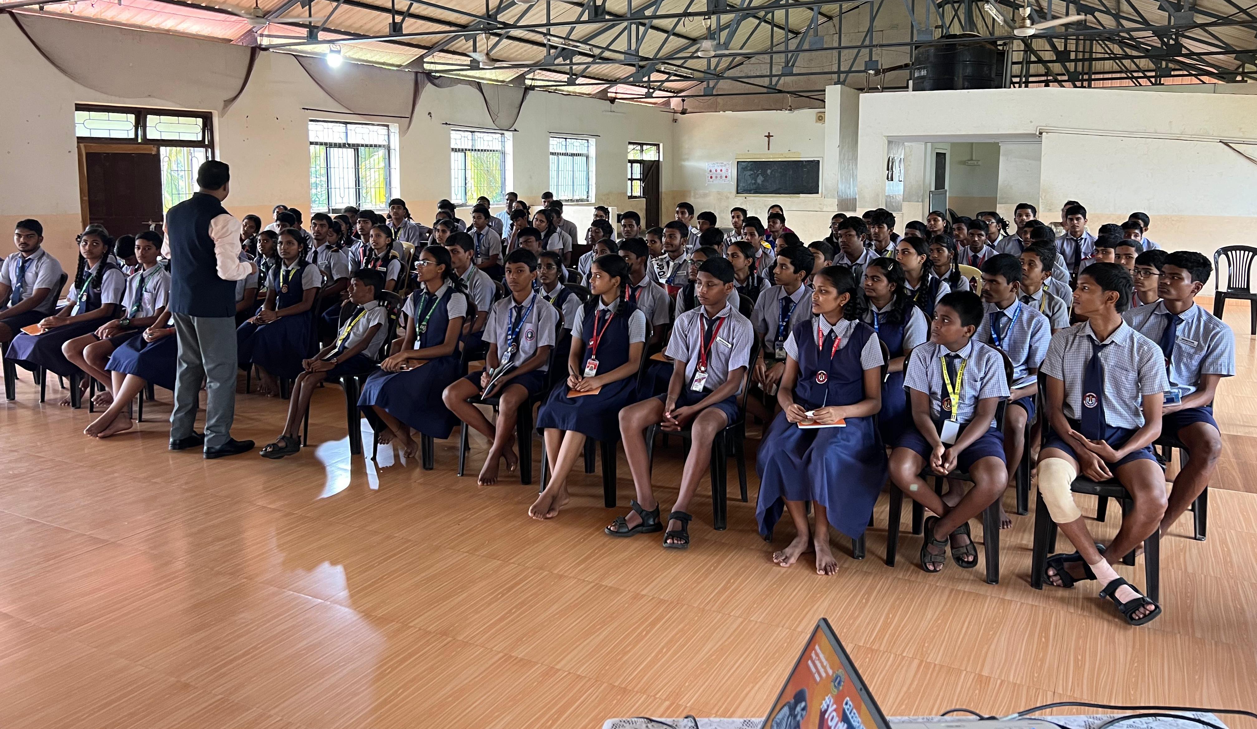 Localising UNSDG Goals On The Occasion of International Youth Day Celebration a Seminar to 105 SSC Students by DC for UNSDG Promotions organised by Lions Club of Colva