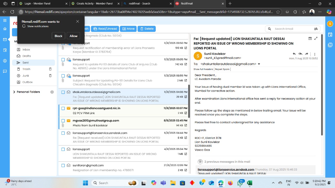 RESOLVED ISSUE REGARDING DUPLICATE MEMBERSHIP NUMBER ON LIONS PORTAL 