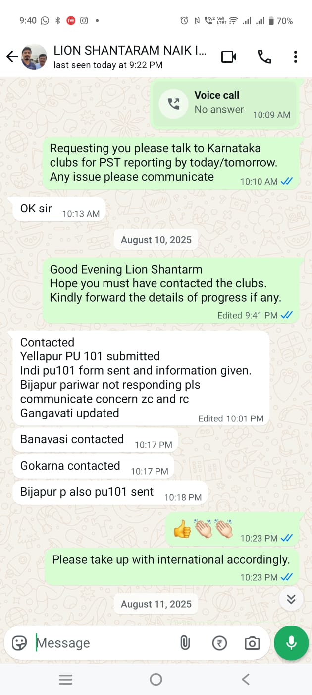 COMPLETED THE TASK OF 12 CLUBS PU-101 REPORTING TO LIONS INTERNATIONAL. 