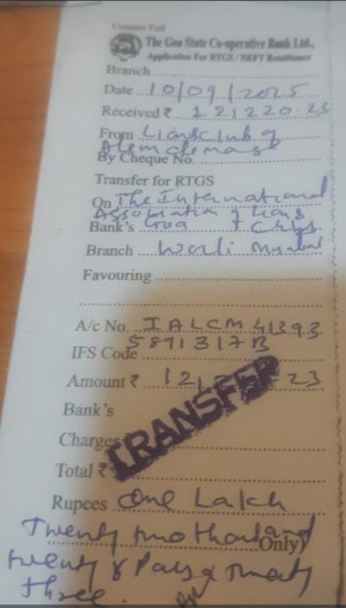 Half yearly international dues paid on 10.09.2025