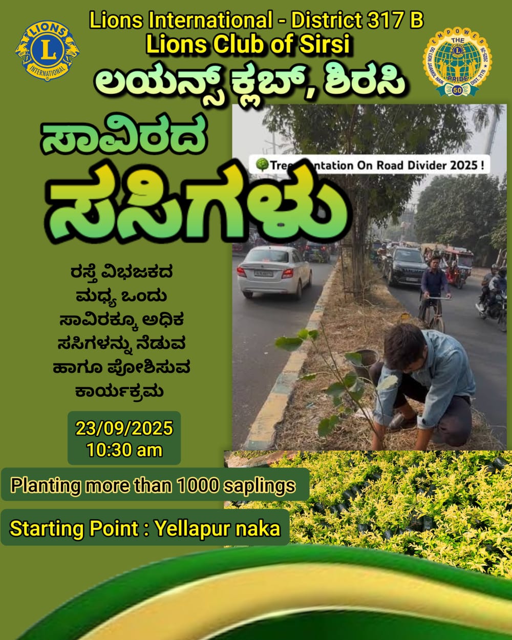 SAVIRADA SASIGALU- PLANTING THOUSANDS OF TREES SAPLINGS BETWEEN ROAD DEVIDERS