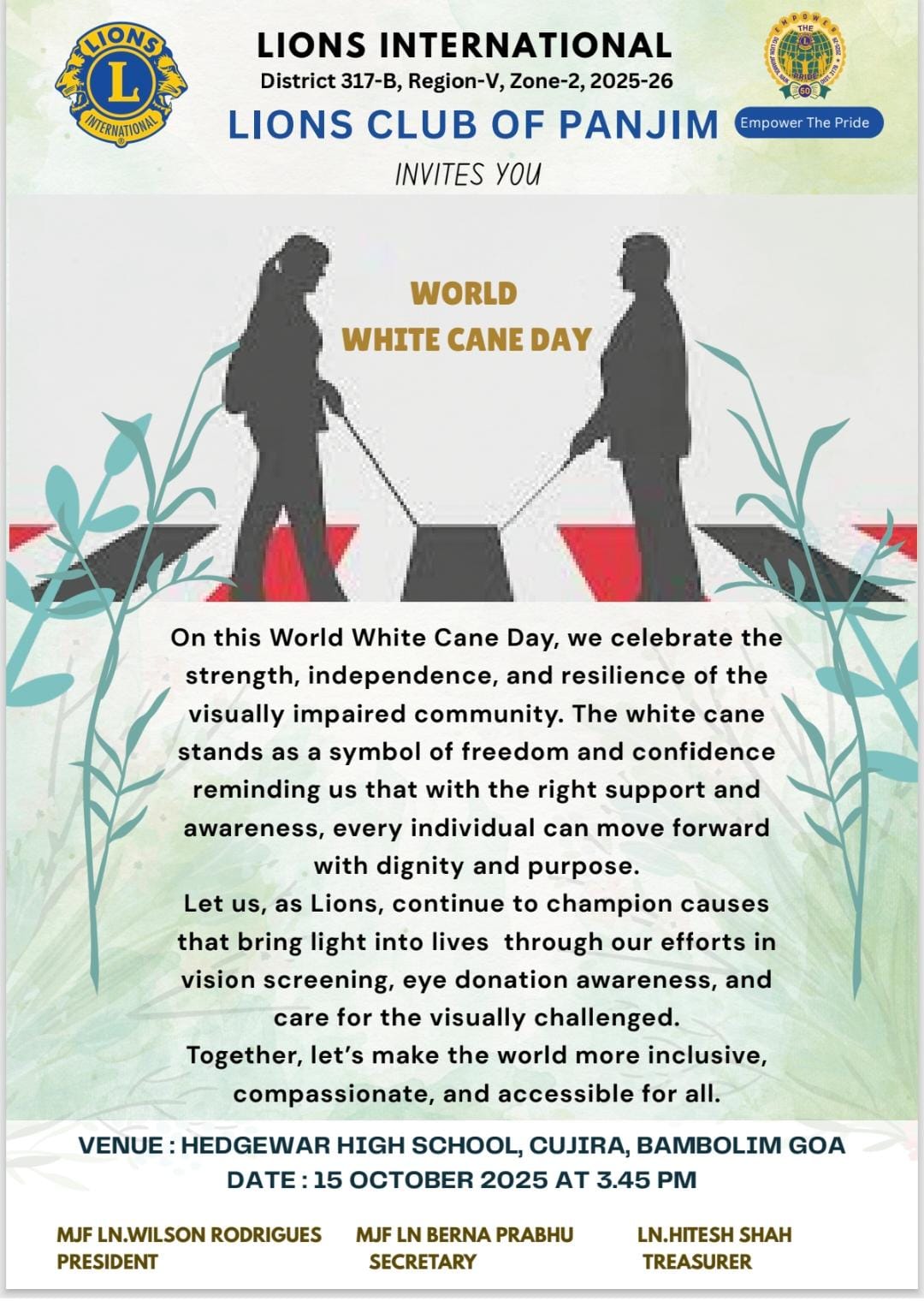 WORLD WHITE CANE DAY ON15.10.2025