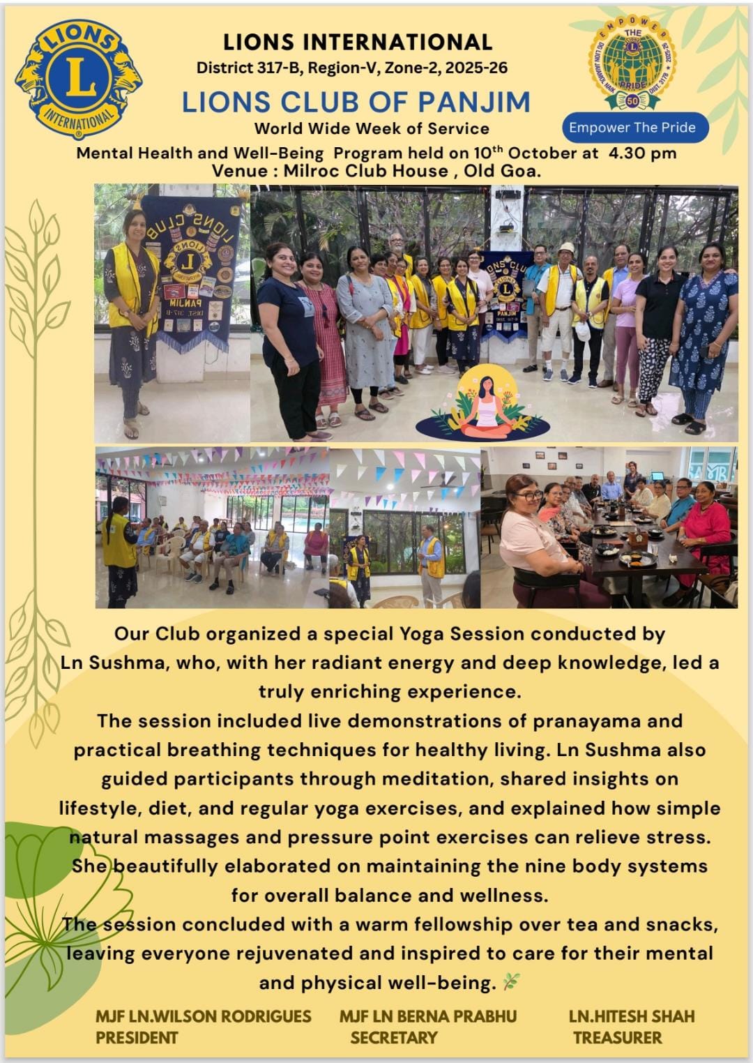 YOGA SESSION UNDER MENTAL HEALTH CATEGORY