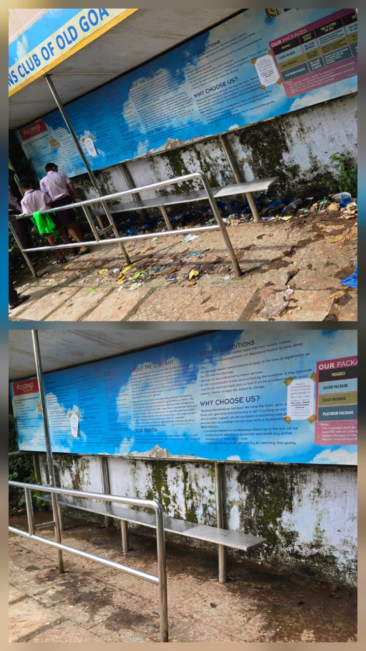 	Cleanliness of Railway Station Garden and Bus Shelter next to the railway station maintained by the Lions Club of Old Goa