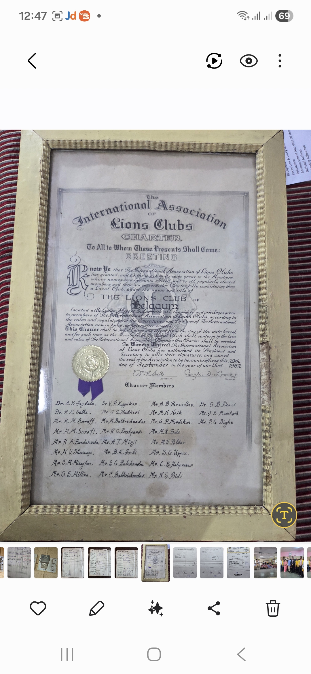 Display of Charter Certificate 