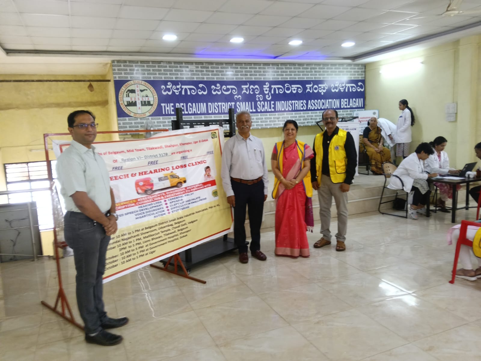 Speech and Hearing Aid Mobile Van arrival and welcoming with Lions members of Lions Clubs of region present