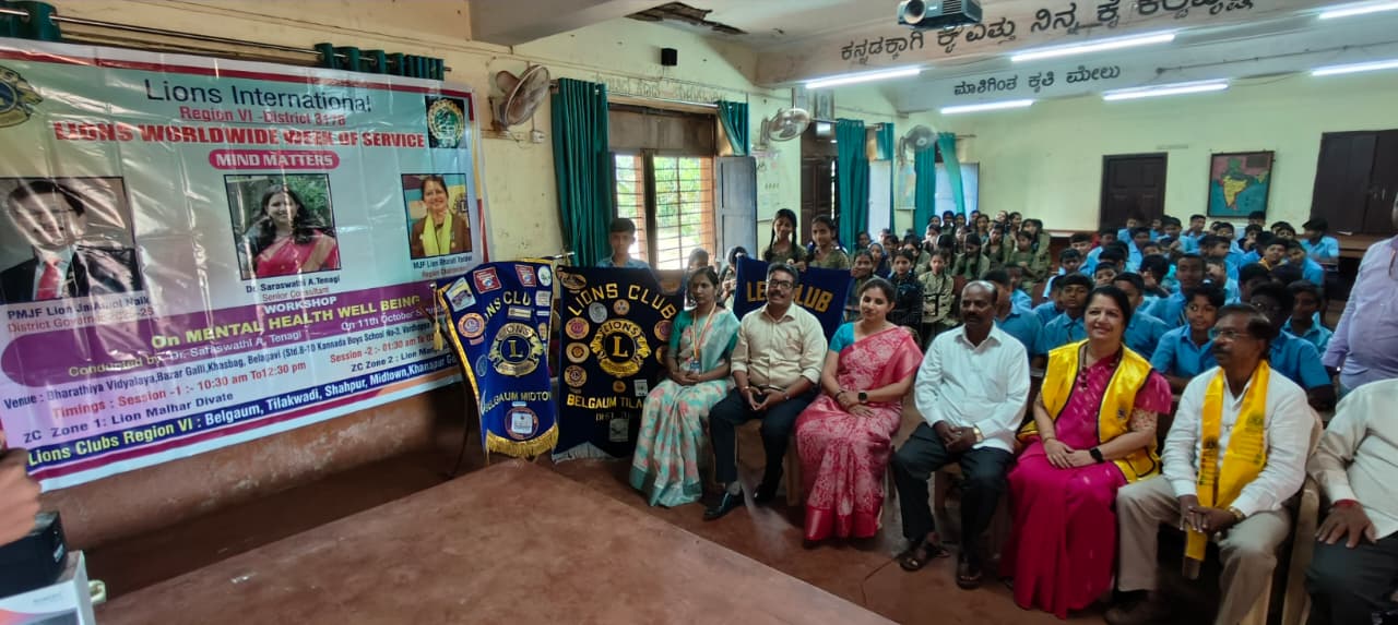 Workshop & interaction on Mental Health Awareness with students of class VI, VII and VIII of Government Kannada School, Khasbagh