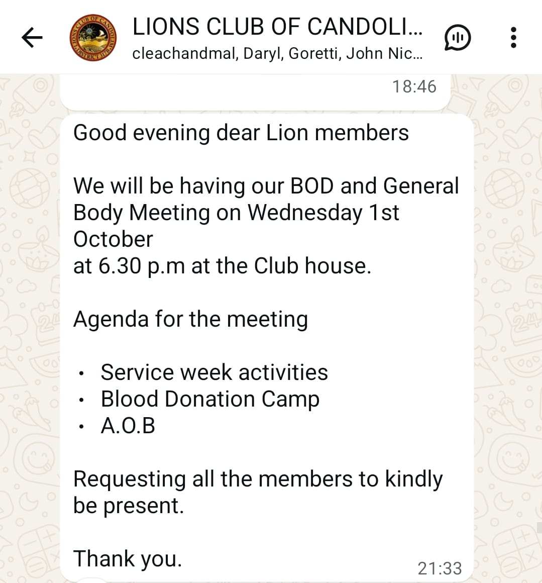 BoD and General Body Meeting 