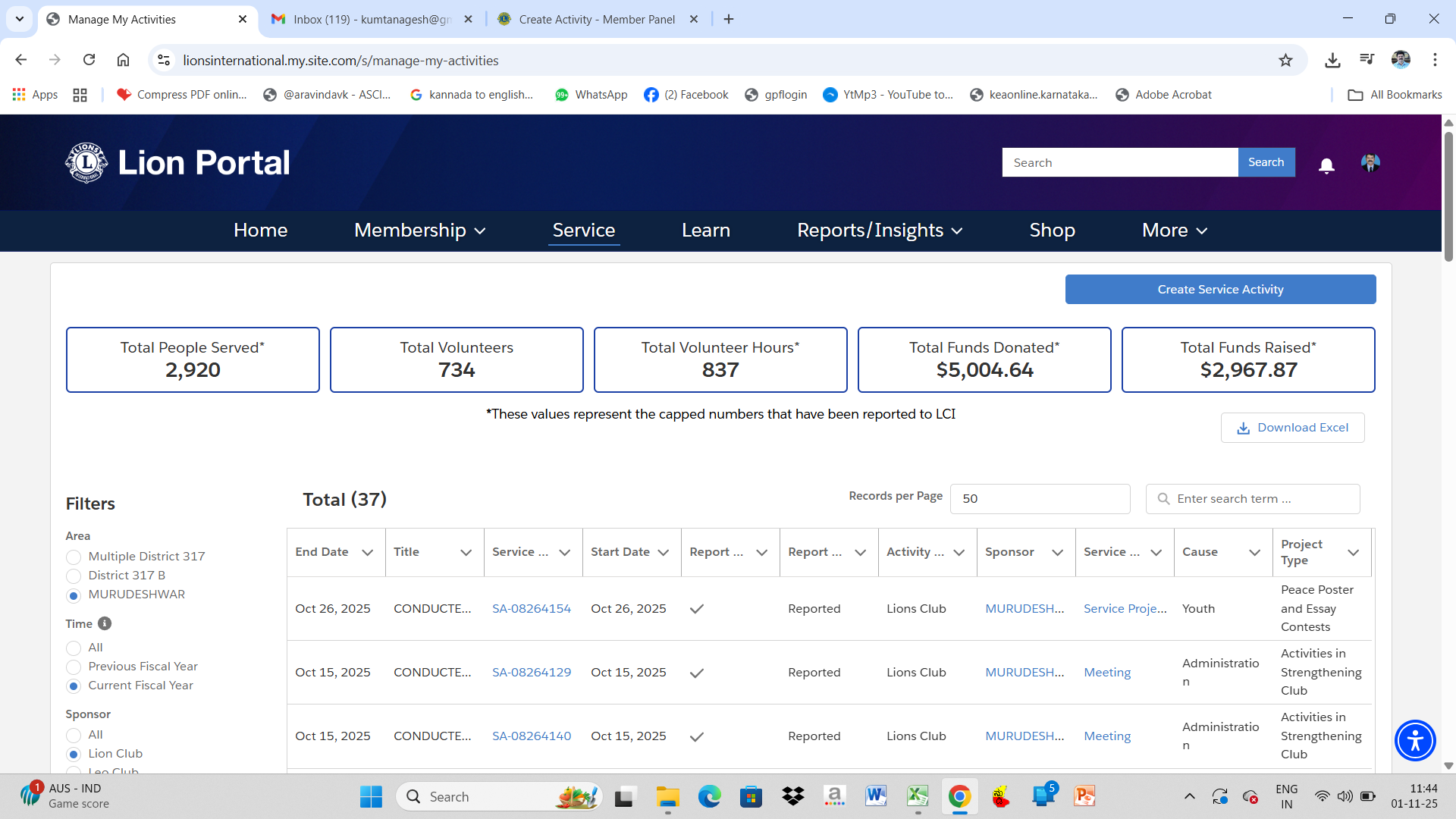UPLOADED MONTH END REPORT IN INTERNATIONAL AND DISTRICT WEBSITE.