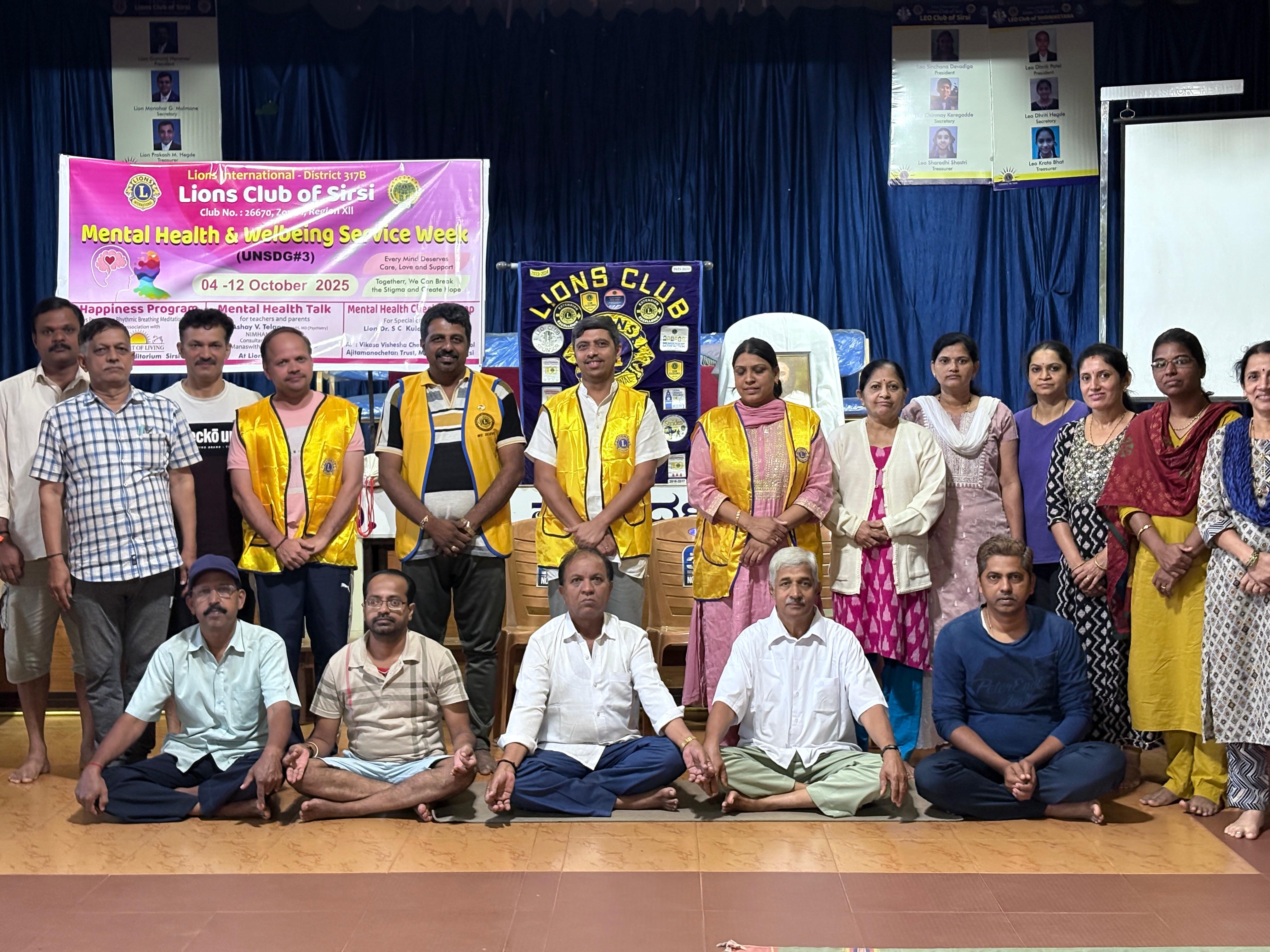 ATTENDED LIONS CLUB SIRSI MENTAL AND WELL BEING SERVICE WEEK