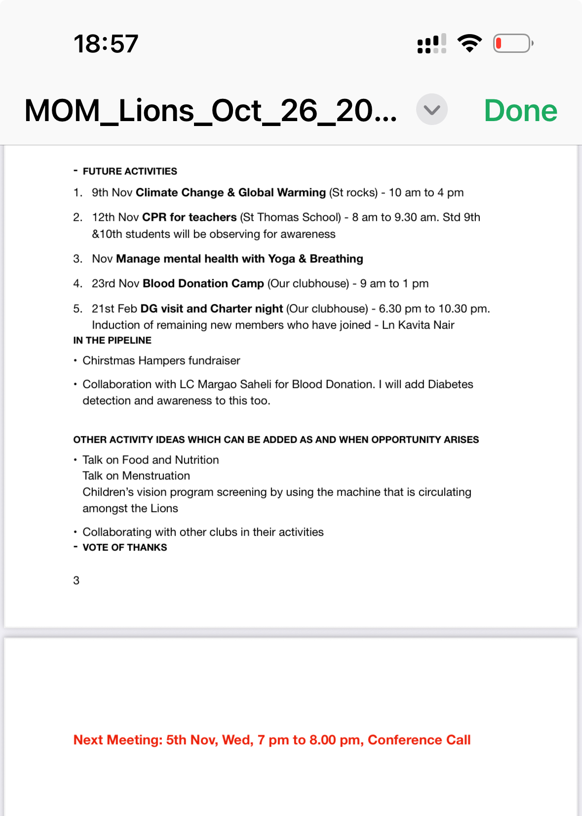 Regular Club Meeting