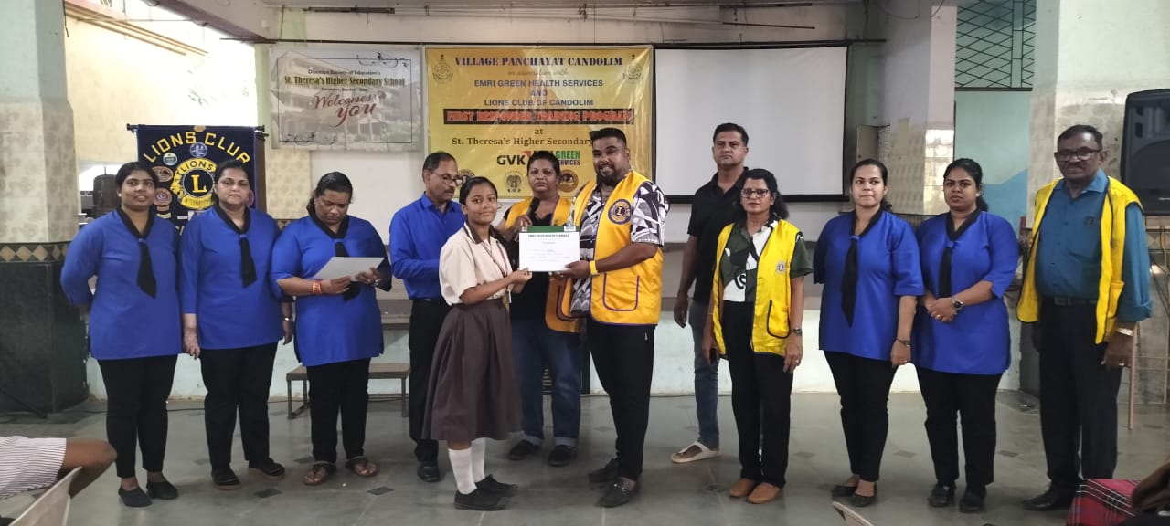 2nd Batch of First Responder Training workshop for Students of St. Theresa's Higher Secondary School.