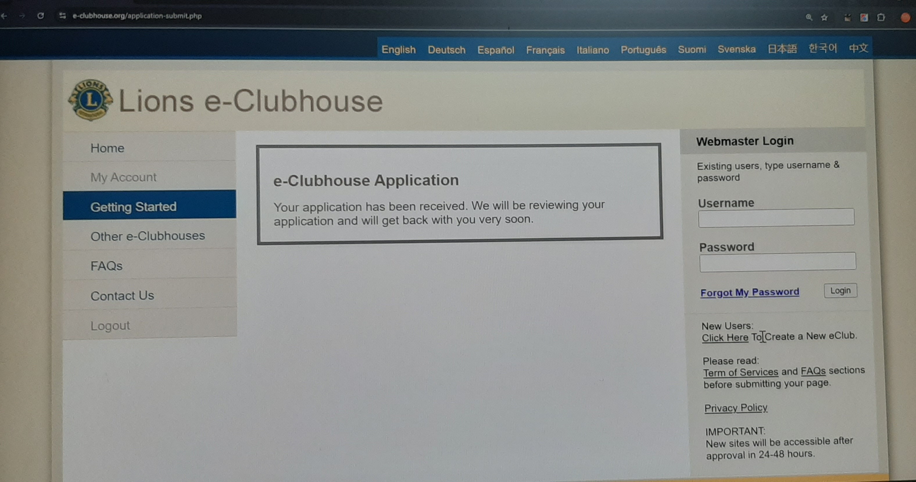 Created e-clubhouse website-reg