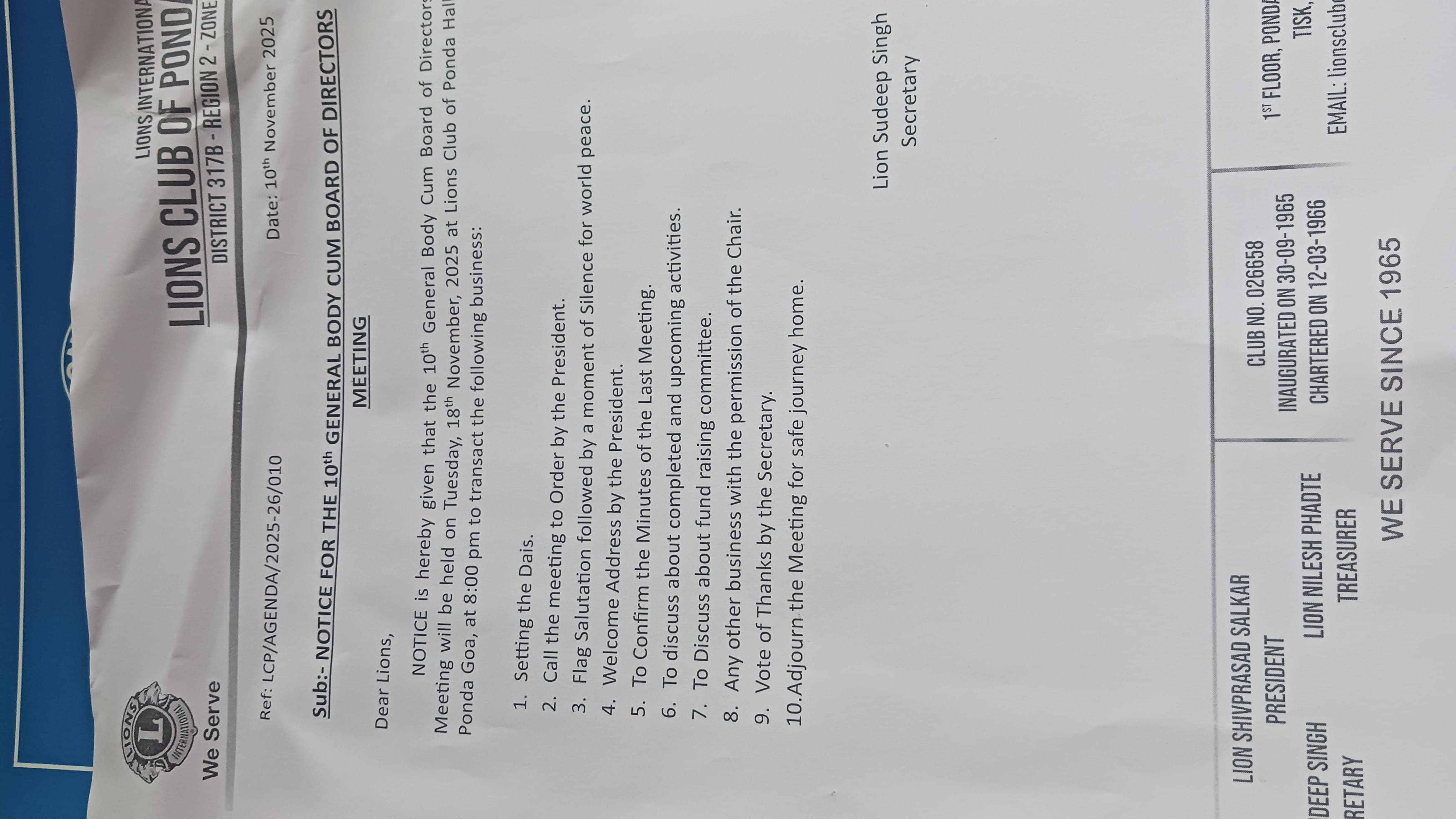 10th G.B. Cum BOD Meeting