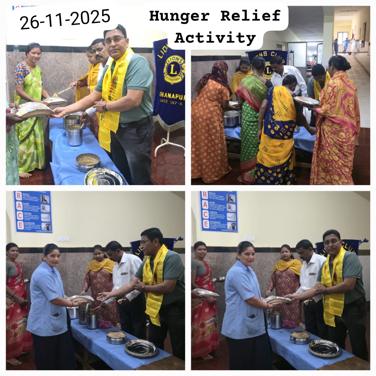 Hunger relief activity organised by Lions club of Khanapur on 26-11-2025 in Government hospital of Khanapur served 68 patients.