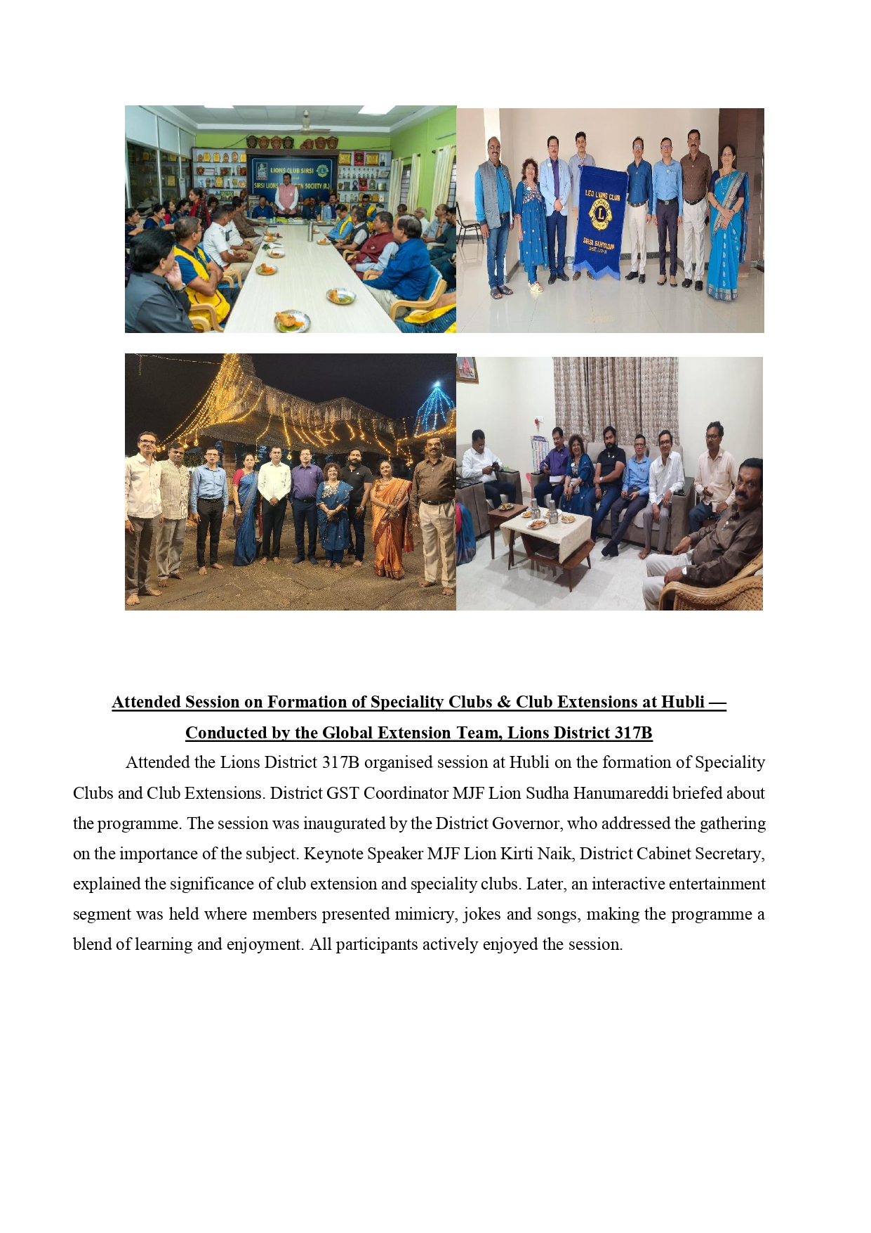 NOVEMBER MONTH ZC REPORT COMMUNICATED THROUGH MAIL TO DG OFFICE AND REGION CHAIRPERSON