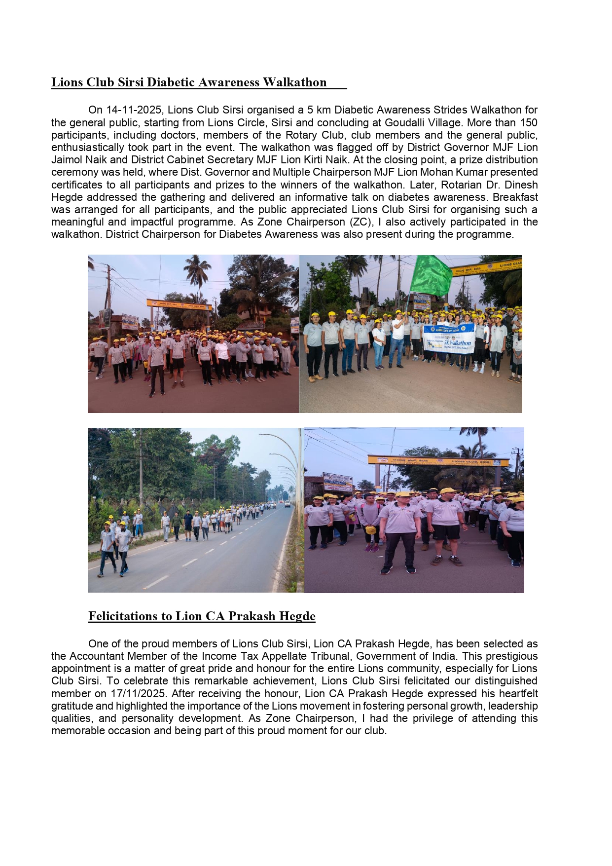 NOVEMBER MONTH ZC REPORT COMMUNICATED THROUGH MAIL TO DG OFFICE AND REGION CHAIRPERSON