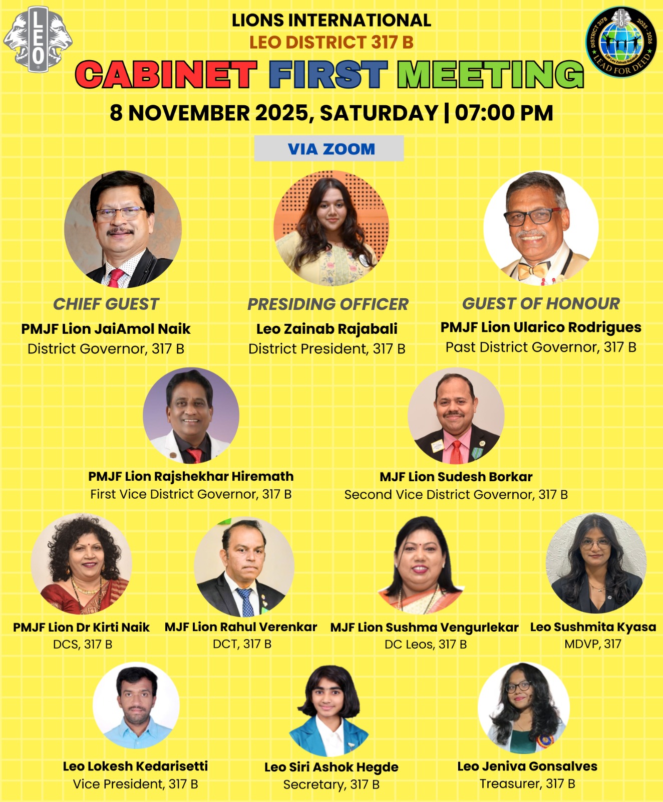 Attended First Leo District 317 B Cabinet Meeting