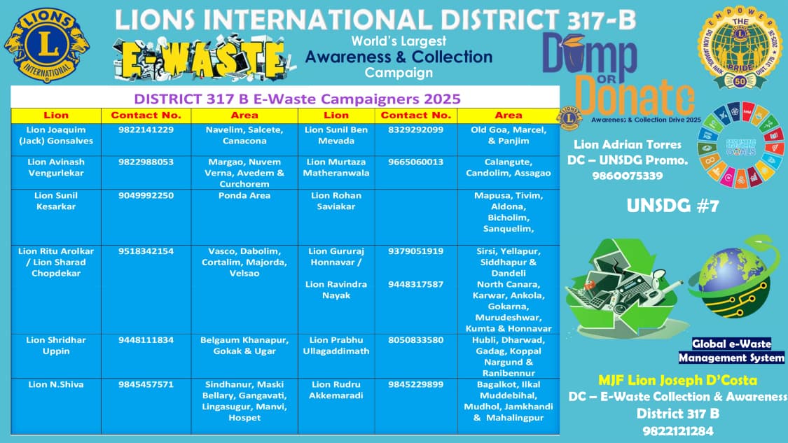 Brochure and Details of The Coordinators For E-Waste Campaign Under UNSDG Goal No 7 