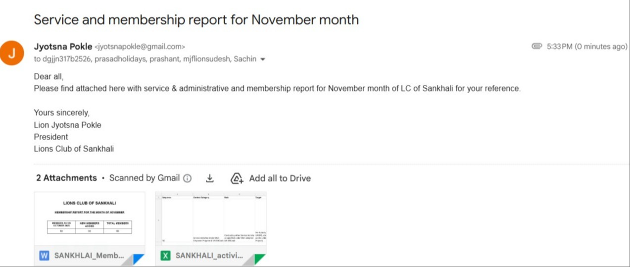 Uploaded activity wise report including membership report on district portal 