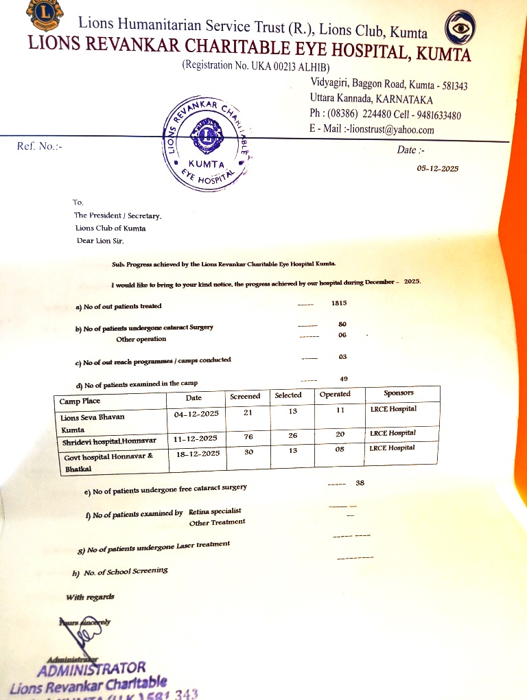 Eye Screening at Lions Hospital