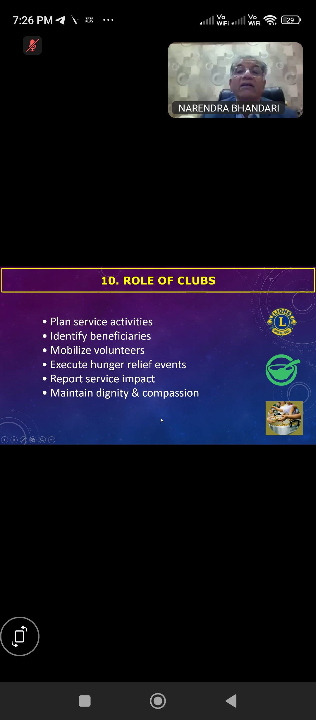 Attended The Meeting of Second Week Of WWW Hunger 2026 Along With District Governor with Presentations by LCIPs (an initiative by LCOI) Today, 9th Dec