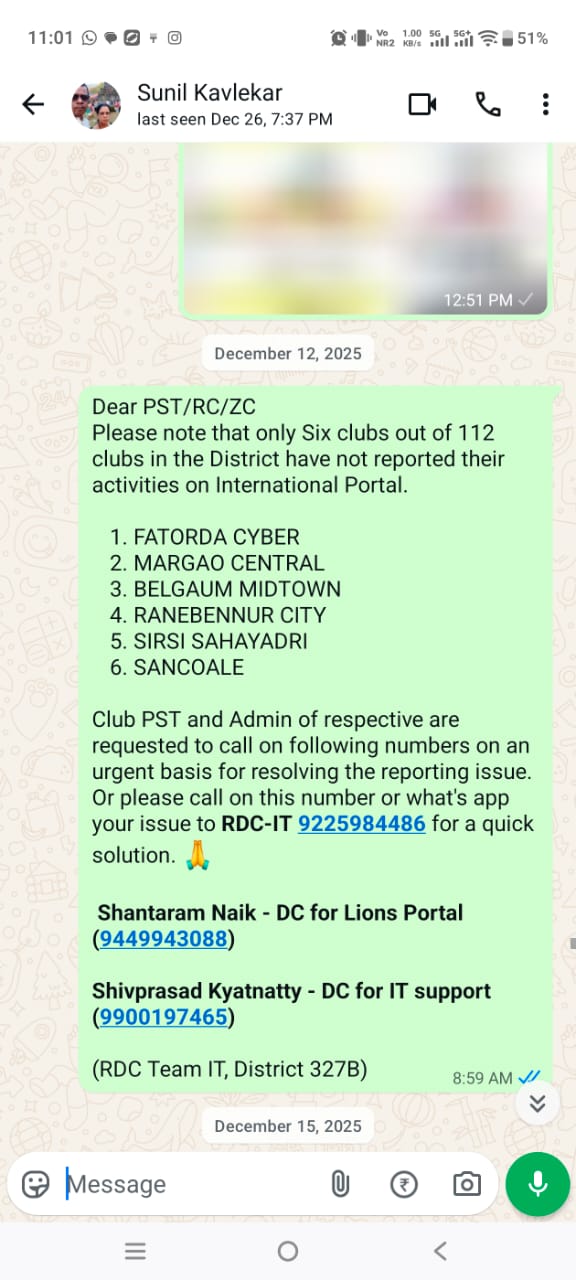 STATISTICS OF CLUBS NOT REPORTED ON INTERNATIONAL PORTAL TILL 2ND WEEK OF DECEMBER  