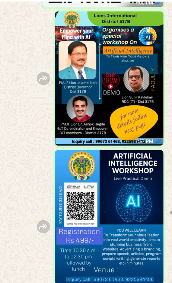 PROMOTION FLYERS DESIGNED AND PROMULGATED OF DISTRICT-317B ORGANISED WORKSHOP ON ARTIFICIAL INELLEGENCE 