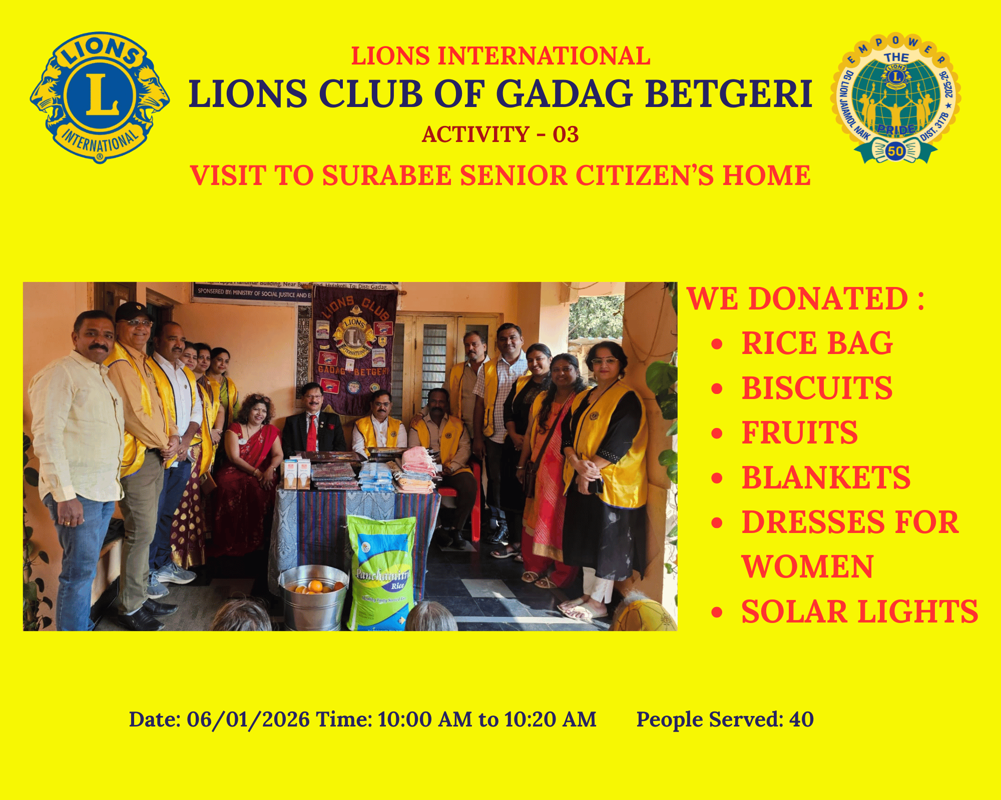 Visit to Surabee senior citizen’s home