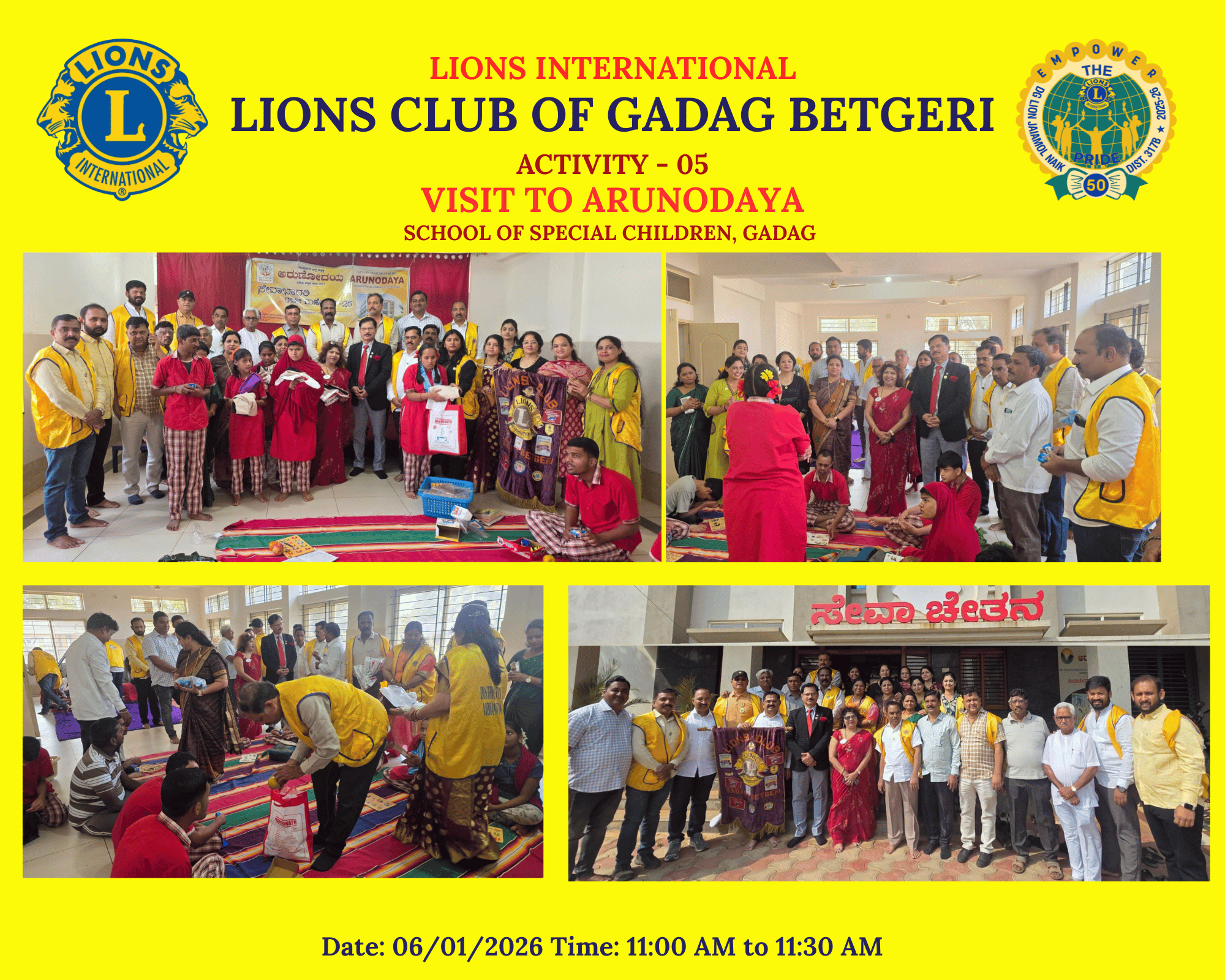 Visit to Arunodaya, school of special children, Gadag 