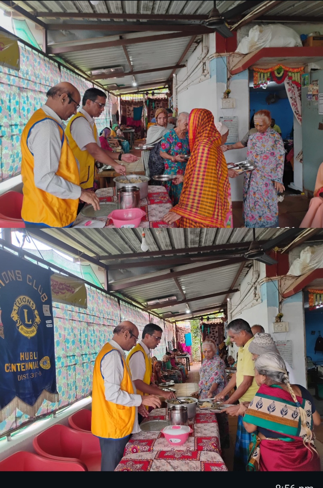 Food distribution at mytri old age home