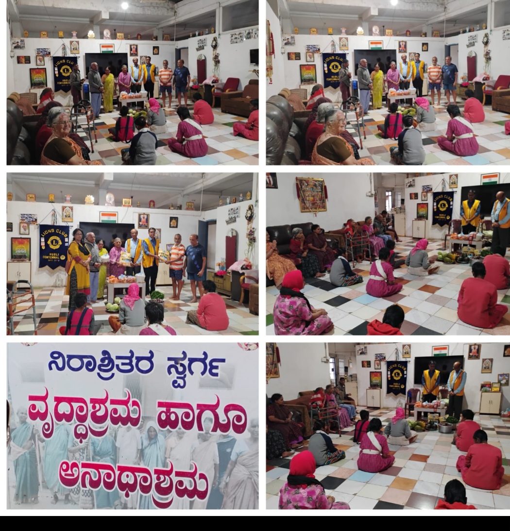 Grocery fruits distribution at old age home ,gabbur