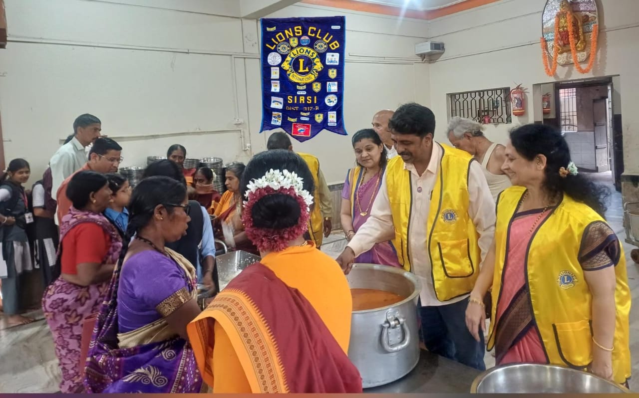 ATTENDED LIONS CLUB OF SIRSI  Global Hunger Relief Week – Anna Dāsoha at Shri Markamba temple Sirsi