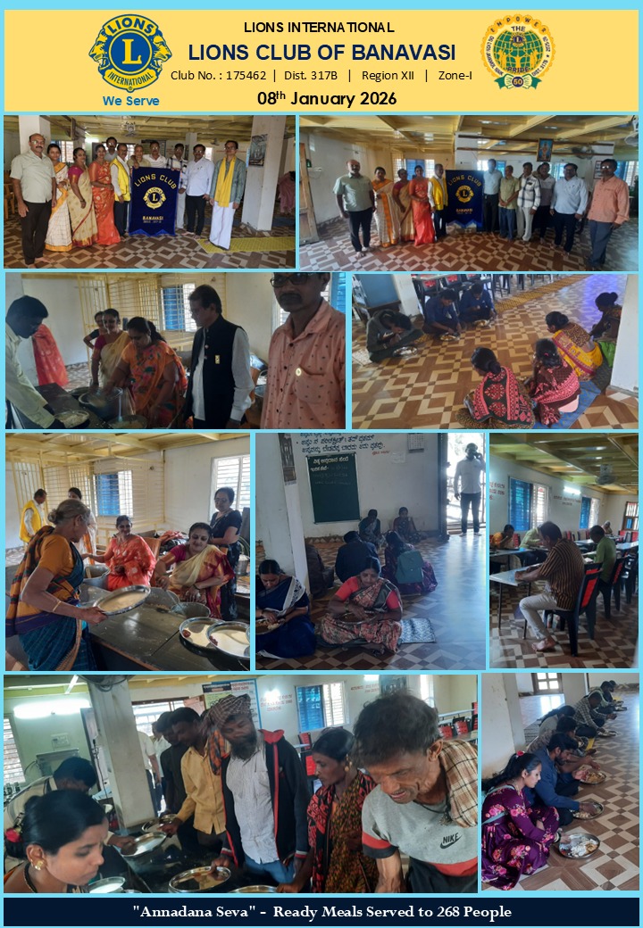 ATTENDED LIONS CLUB OF BANAVASI  Global Hunger Relief Week – Anna Dāsoha (Signature Activity)