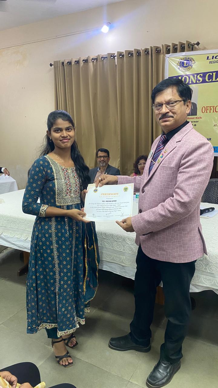 Xth Standard School Topper's felicitation from 6 school in the Nuvem Verna 