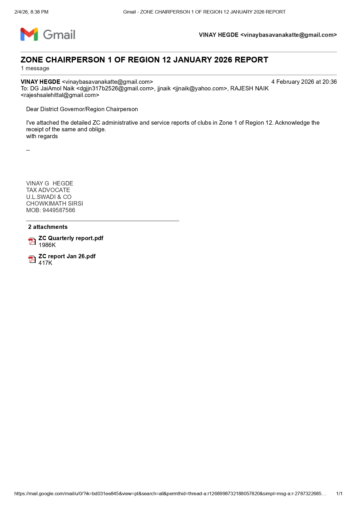 ZC REPORT FOR JAN 2026