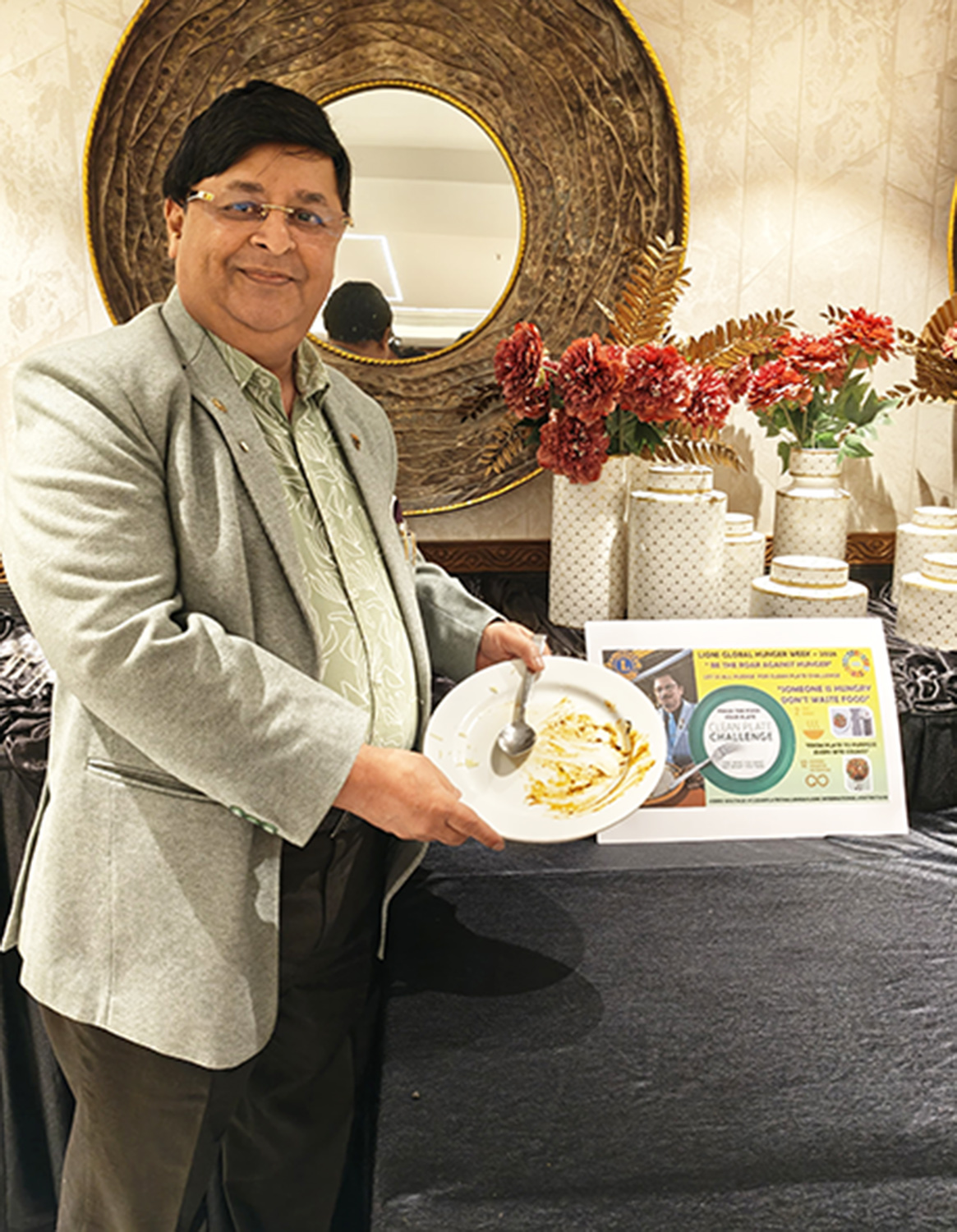 Clean Plate Challenge A District Level Program During Hunger Week With the LAst Day was Done at Lions Club of Panjim DG Visit