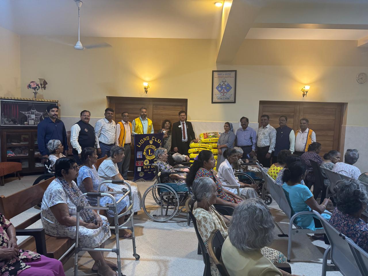 Visited Lions Club of Old Goa With The Hunger Week and Addressed With Rice Bags Being Donated at Old Goa and also on Upcoming Environment Week and UNSDG no 3 on Diabetes Board at Karmali
