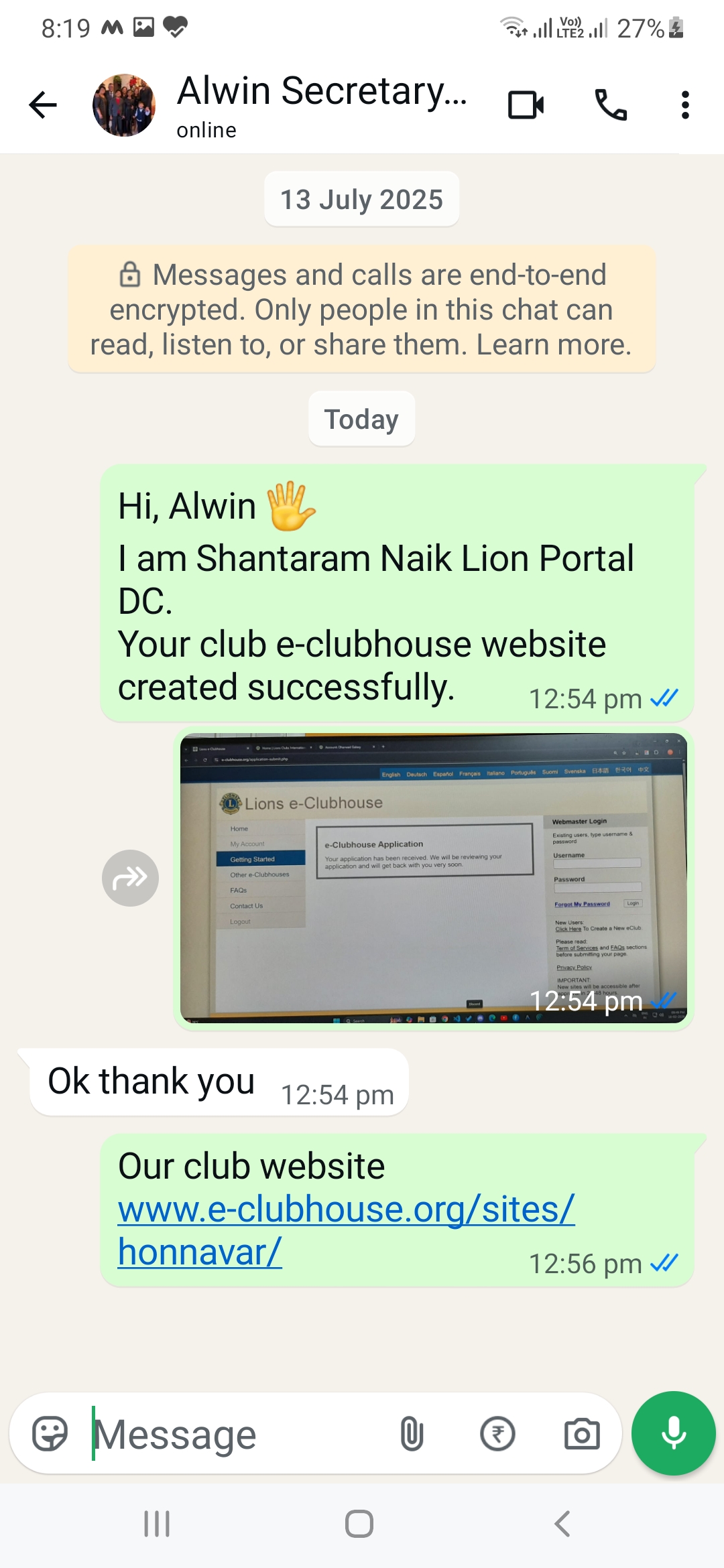 Assistance to Lions clubs Lions Portal and e-clubhouse