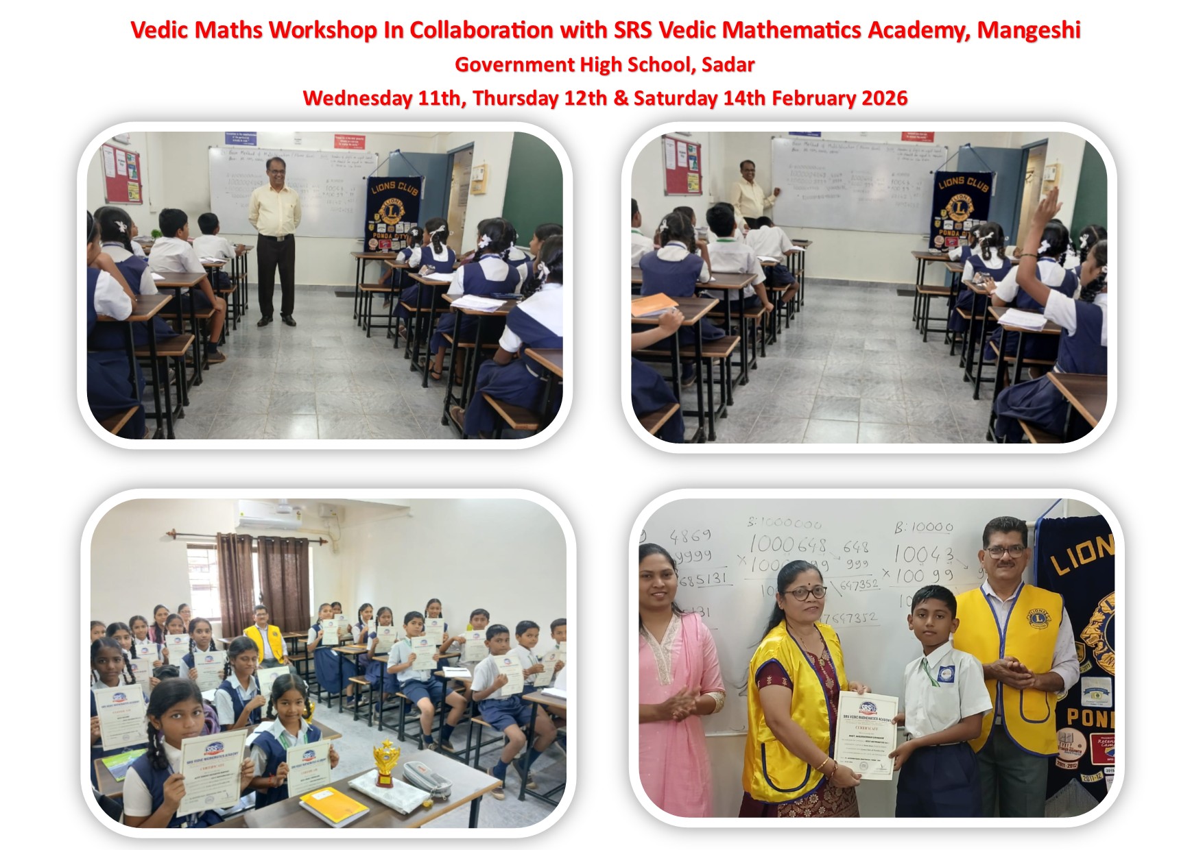 Vedic Maths Workshop In Collaboration with SRS Vedic Mathematics Academy, Mangeshi