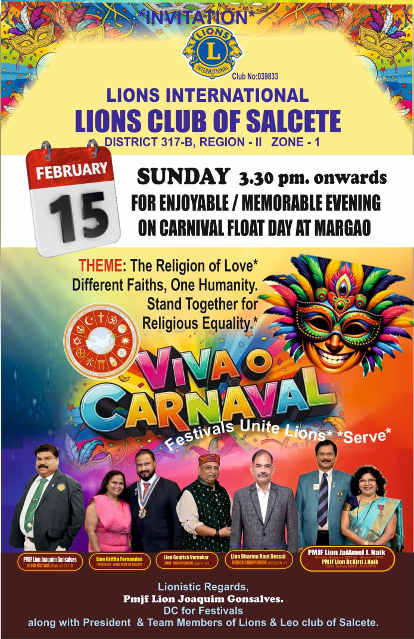 Attended Carnival Float of District 317 B Lions Float of  STAND TOGETHER FOR RELIGIOUS EQUALITY. 🛕🕌⛪✝️🕉️☪️  ONE RELIGION ie. RELIGION OF LOVE .  FESTIVALS UNITE, LIONS SERVE.  DG, DCS, DCT were Present