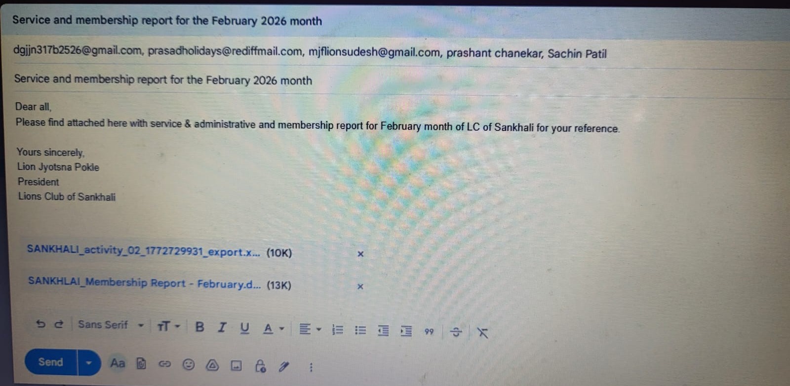 Uploaded activity wise report including membership report on district portal 