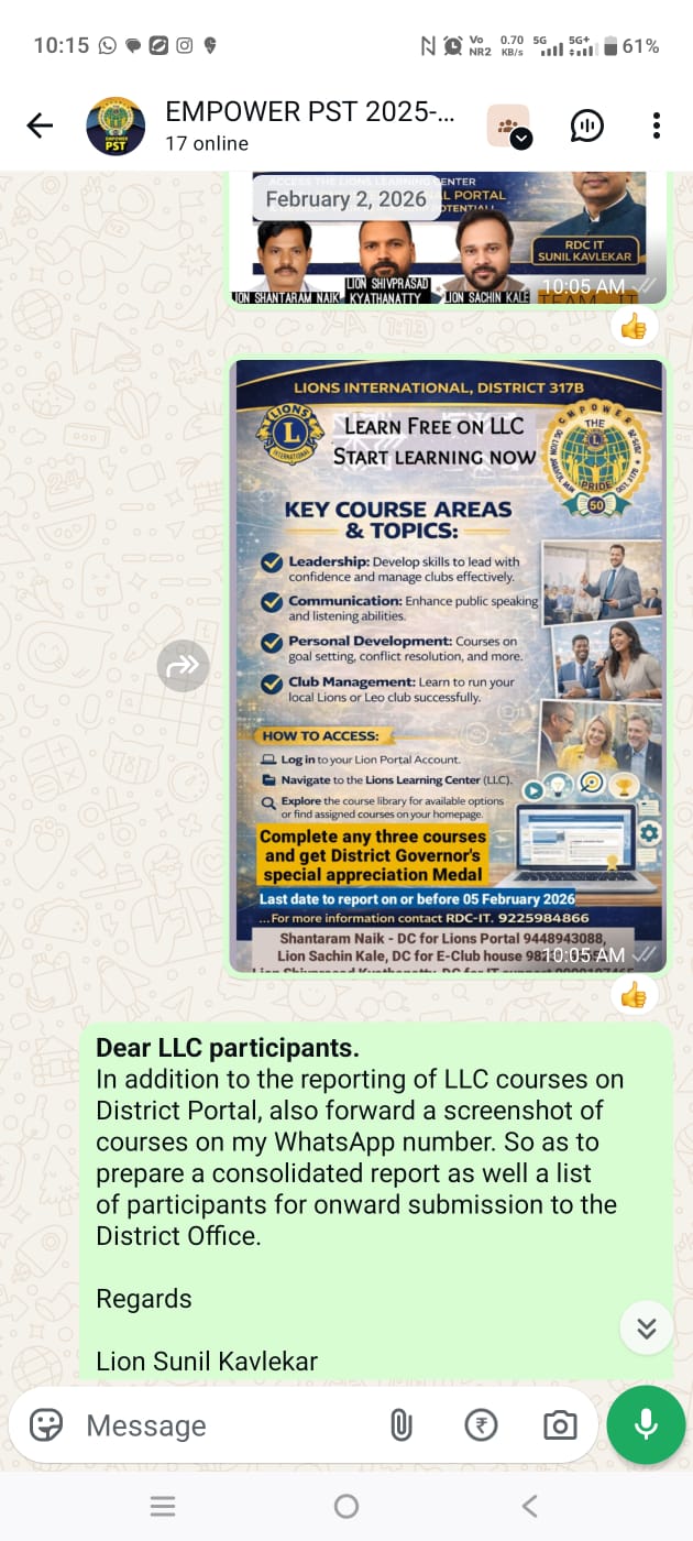 GUIDANCE ON HOW TO REPORT COMPLETION OF LLC LIONS PORTAL COURSES TO DISTRCIT ONLINE AS WELL OFFLINE