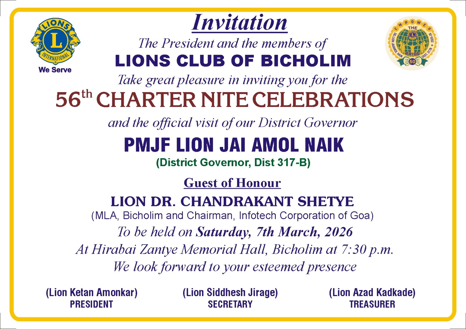 Bicholim CLub Charter night